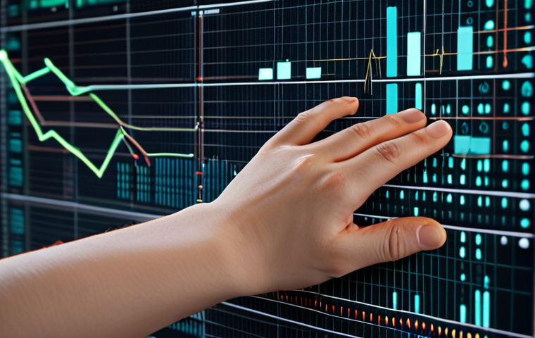 **Tactile Data Visualization:** A visually impaired person "feeling" a financial data graph represented by subtle vibrations through a haptic device. Focus on accessibility and empowerment.
